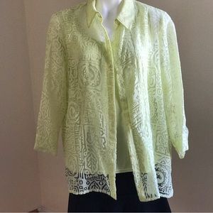 Alfred Dunner Yellow/ Green 2pc Attached Top Set Size 14